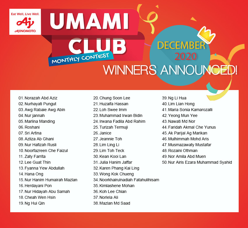 Umami Club Monthly (Oct-Dec 2020) Contest