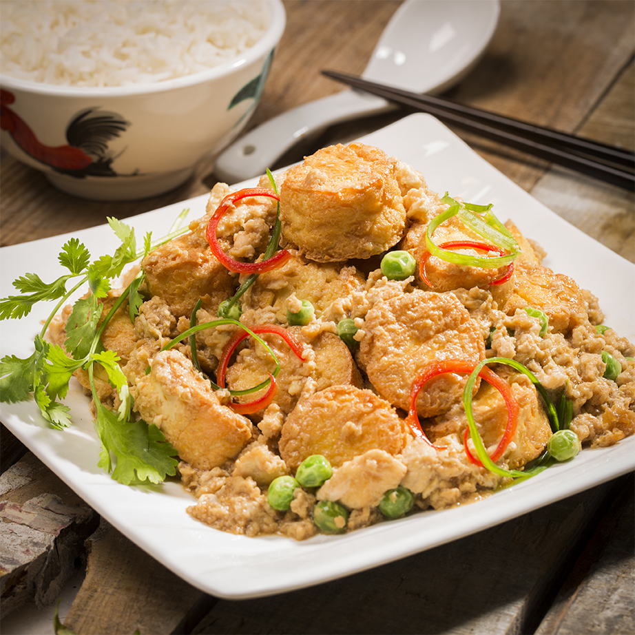 Minced Chicken with Egg Tofu