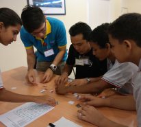 The participants work together to solve the given puzzle for the 2nd game.