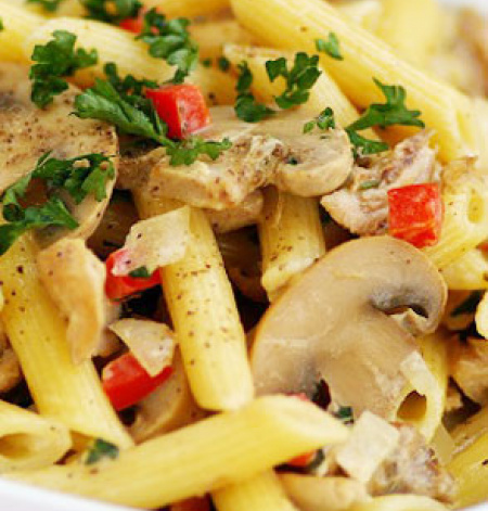 Stir-fried Penne with Capsicum and Mushrooms