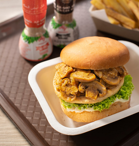 Chicken Burger With Sautéed Mushroom 